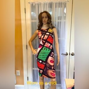 Colorful Unique Bodycon 'Love and Lips' Patchwork Mini / Midi Dress!